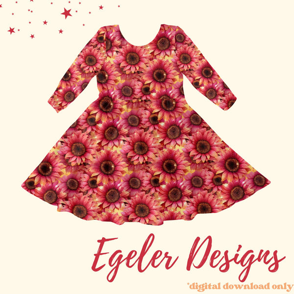 Sparkling Pink Sunflower Seamless Pattern Digital Download