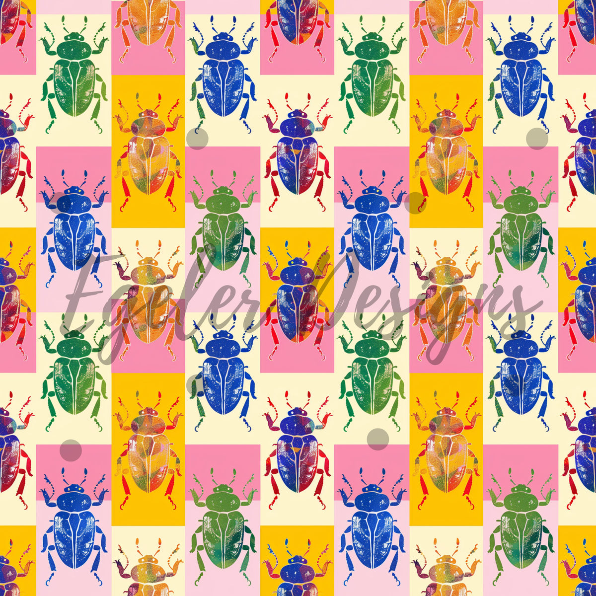 Colorful Bugs Seamless Pattern Digital Download – Egeler Designs