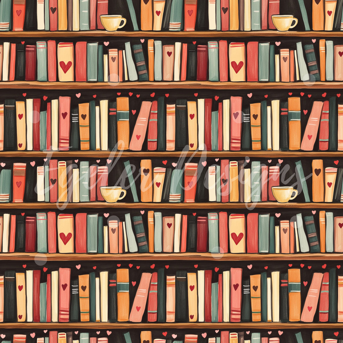 Printable Bookshelf Hearts