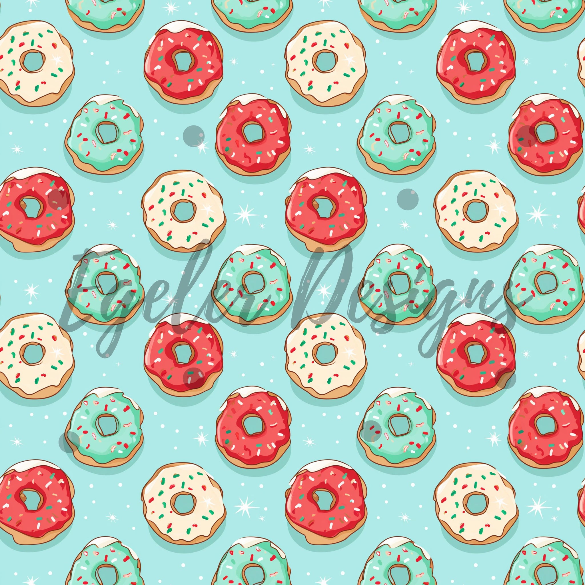 Winter Donuts Seamless Pattern Digital Download