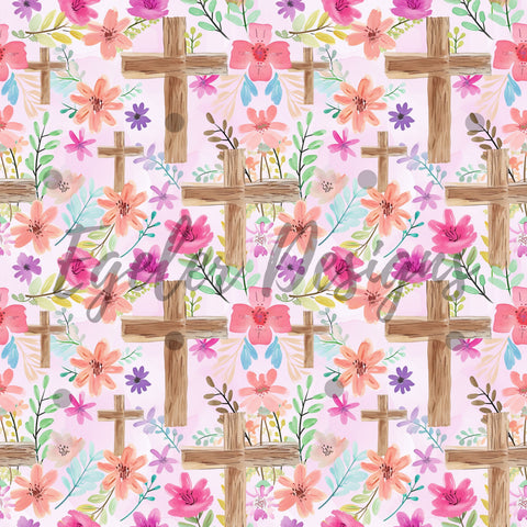 Pink Crosses Seamless Pattern Digital Download