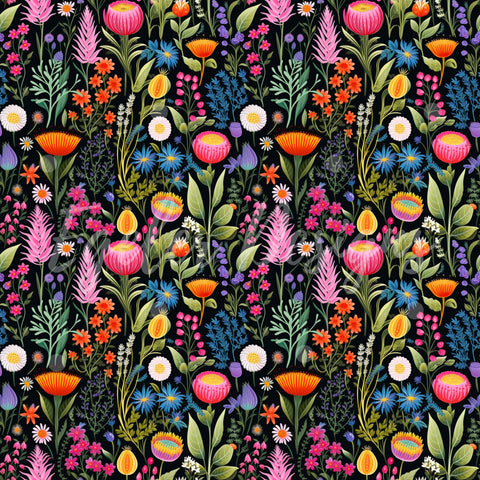 Bright Wildflower Seamless Pattern Digital Download