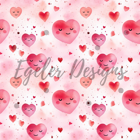 Smiling Heart Valentines Seamless Pattern Digital Download (LIMITED)