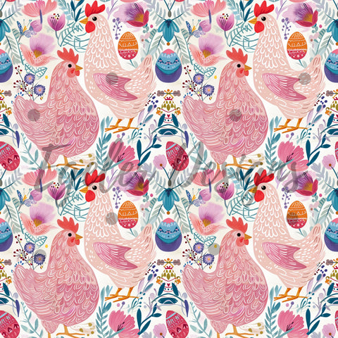 Pink Easter Chickens Seamless Pattern Digital Download (LIMITED 30)