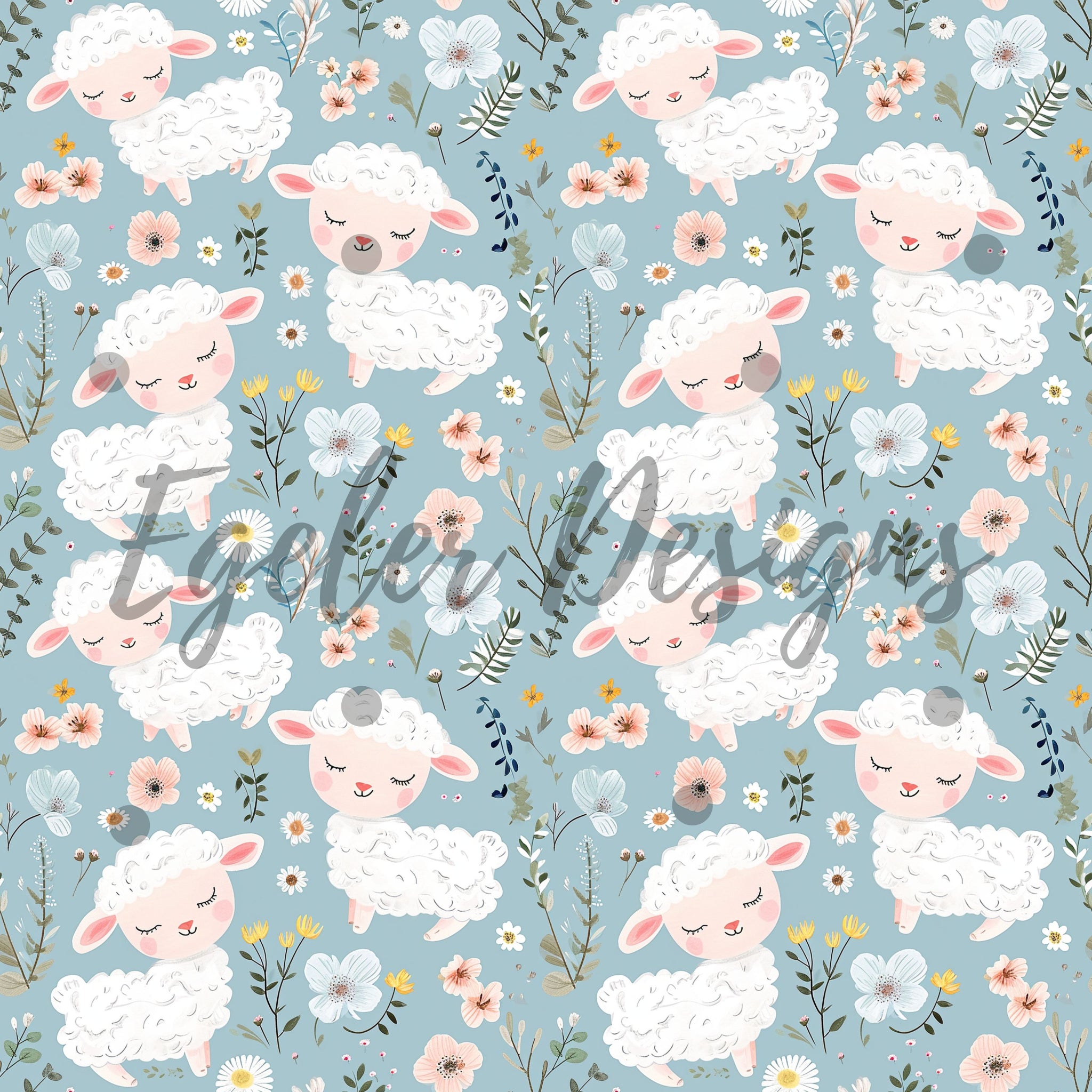 Easter Lambs Seamless Pattern Digital Download (LIMITED 30)