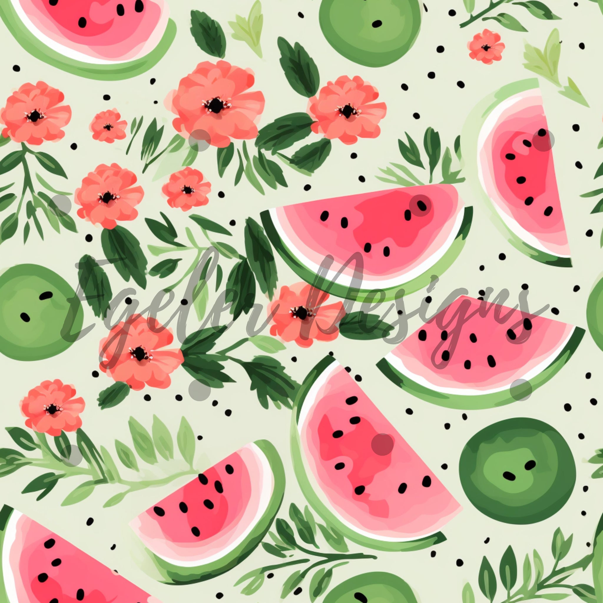 Watermelon Floral Seamless Pattern Digital Download LIMITED 35