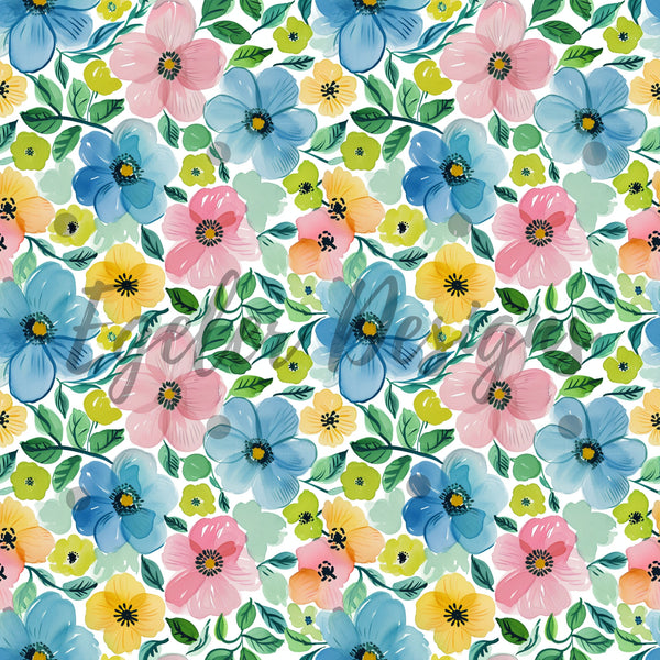 Pastel Floral Detailed Seamless Pattern Digital Download