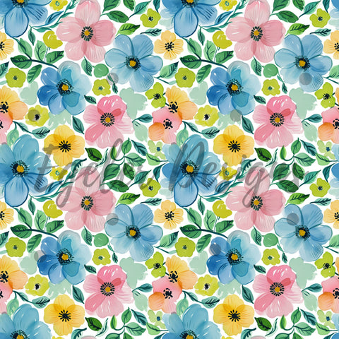 Pastel Floral Detailed Seamless Pattern Digital Download
