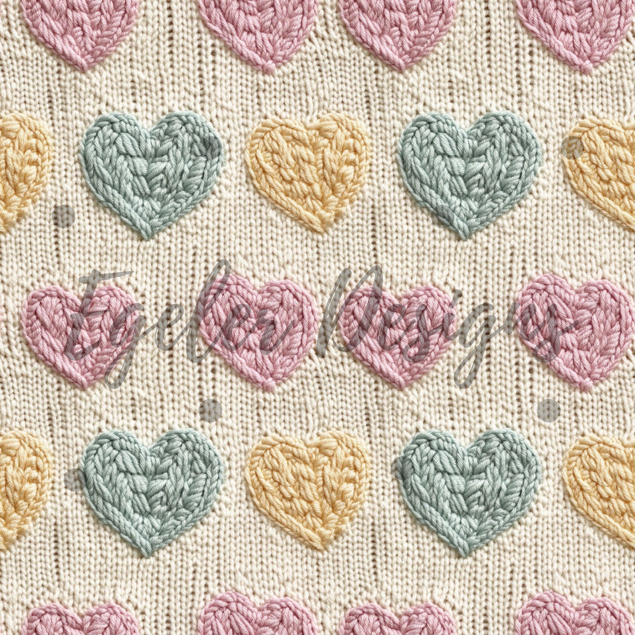 Pastel Knit Hearts LIMITED 15