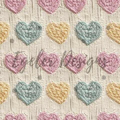 Pastel Knit Hearts LIMITED 15