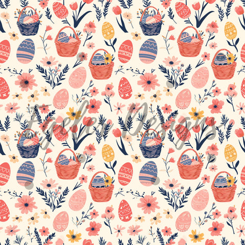 Easter Baskets Pink Seamless Pattern Digital Download (LIMITED 35) my