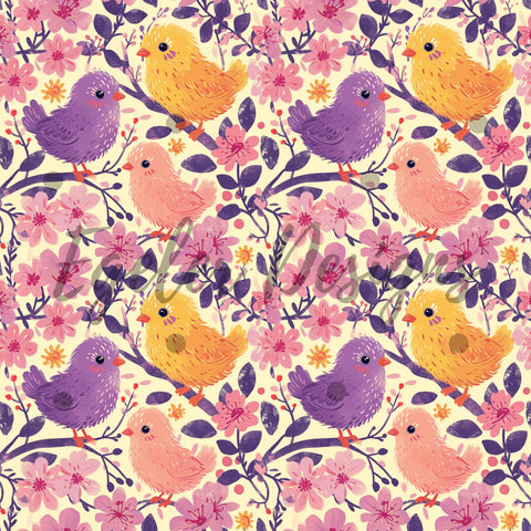Purple Birds Seamless Pattern Digital Download - LIMITED 25 DOWNLOADS