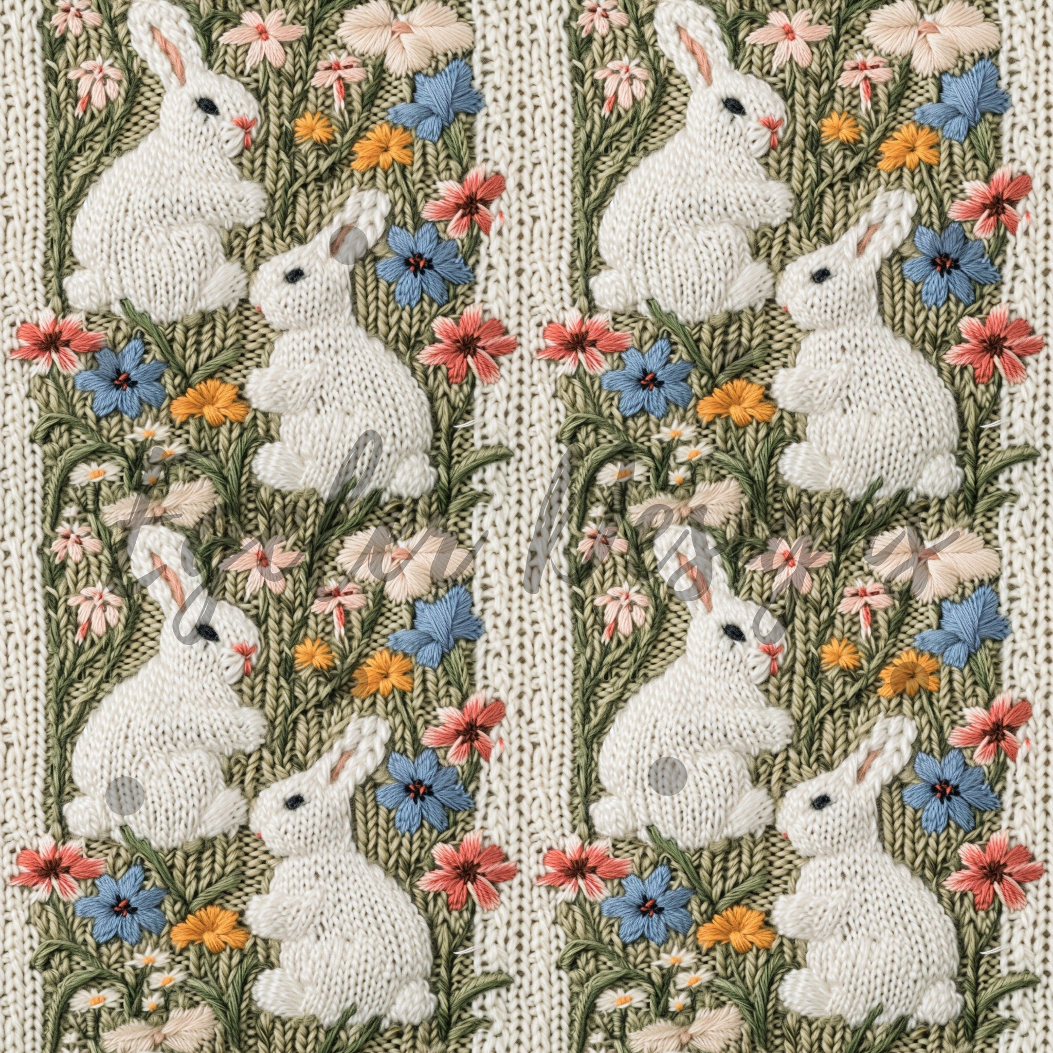 Embroidery Easter Bunnies Seamless Pattern Digital Download (LIMITED 30)
