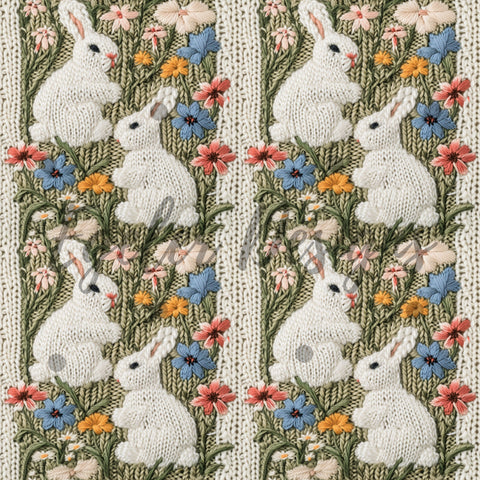 Embroidery Easter Bunnies Seamless Pattern Digital Download (LIMITED 30)