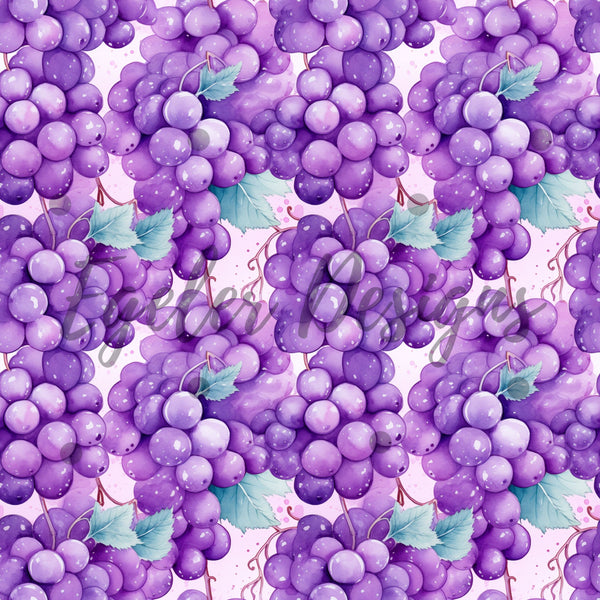 Watercolor Grapes Seamless Pattern Digital Download LIMITED 35