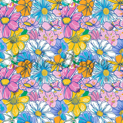 Multi Color Spring Floral Seamless Pattern Digital Download
