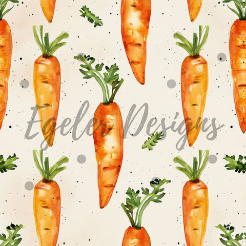 Watercolor Carrots Seamless Pattern Digital Download