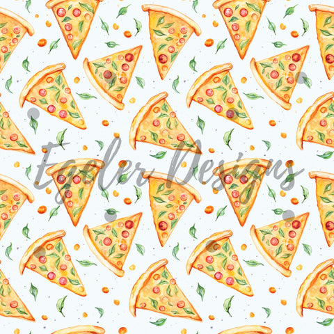 Watercolor Pizza Seamless Pattern Digital Download