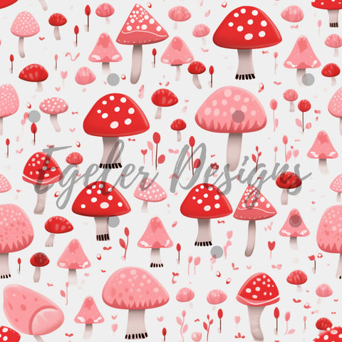 Mushroom Valentines Seamless Pattern Digital Download (LIMITED)