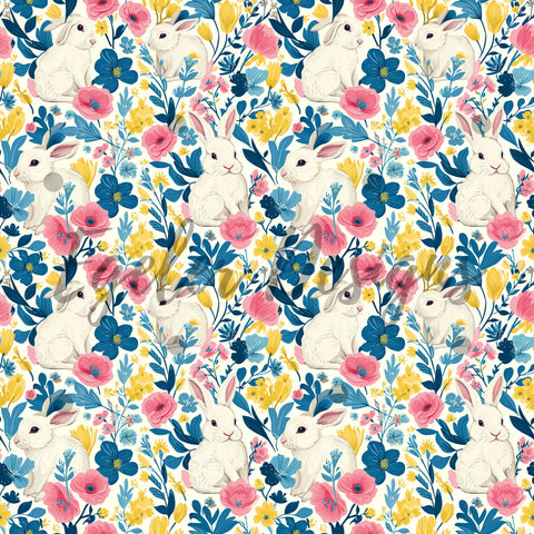 Blue Bunnies Seamless Pattern Digital Download (LIMITED 35)