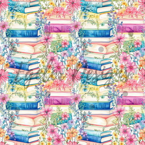 Rainbow Watercolor Books Seamless Pattern Digital Download