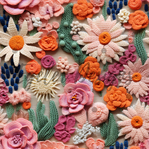 Succulent Crochet Floral Seamless Pattern Digital Download (LIMITED 30)