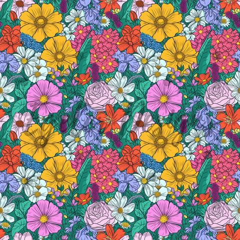 Dark Spring Floral Seamless Pattern Digital Download