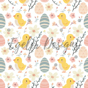Easter Chick Egg Mix Seamless Pattern Digital Download