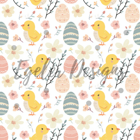 Easter Chick Egg Mix Seamless Pattern Digital Download
