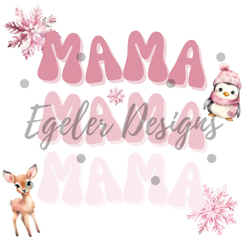 Pink Mama Winter PNG (Not Seamless) Digital Download