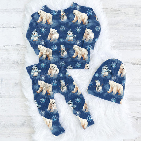 Blue Winter Animals Seamless Pattern Digital Download