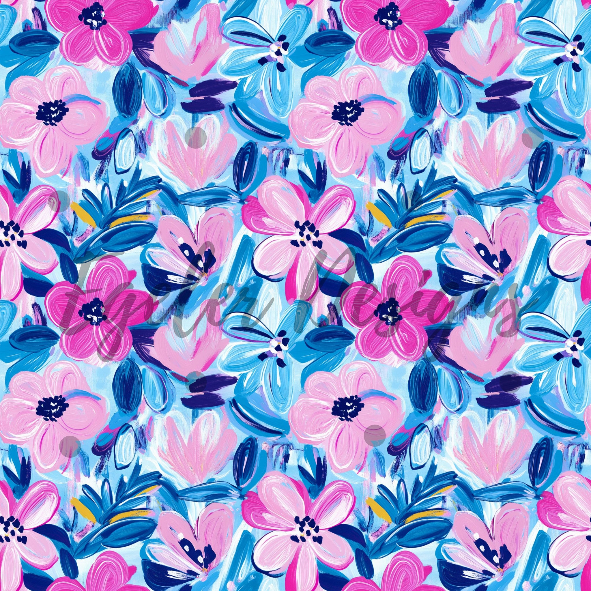 Pink And Blue Floral
