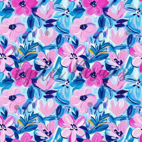 Pink And Blue Floral