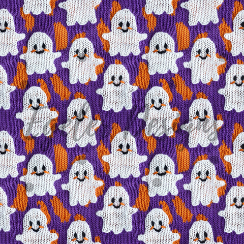 LIMITED - 15 - Halloween Purple Ghost Embroidery Seamless Pattern Digital Download