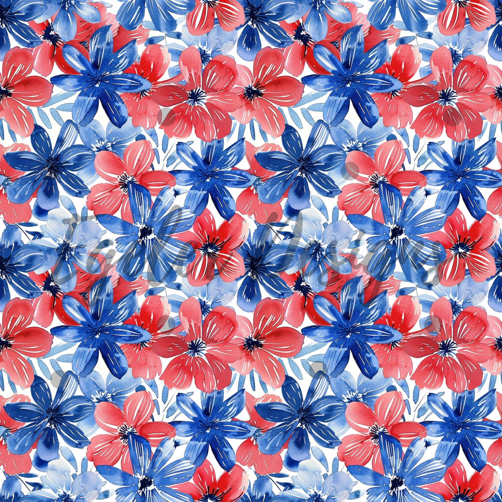 RWB floral Seamless Pattern Digital Download
