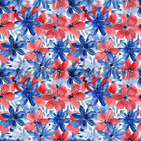 RWB floral Seamless Pattern Digital Download