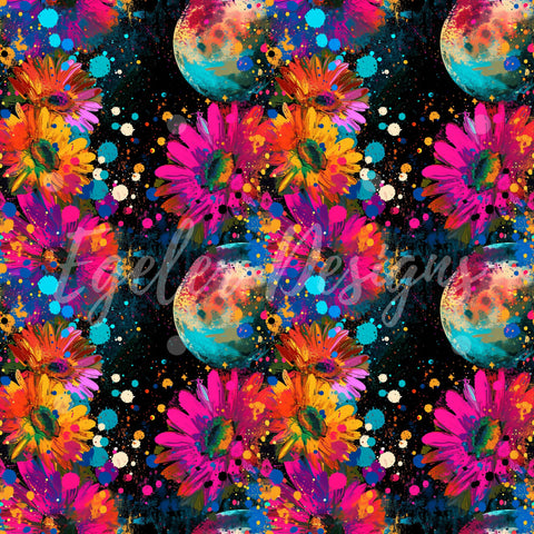 Splatter Moons Seamless Pattern Digital Download