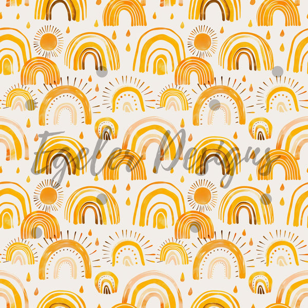 LIMITED - 15 - Orange Rainbow Seamless Pattern Digital Download