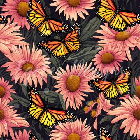 Watercolor Butterflies Sunflower