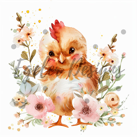 Floral Baby Chick PNG (LIMITED 20)