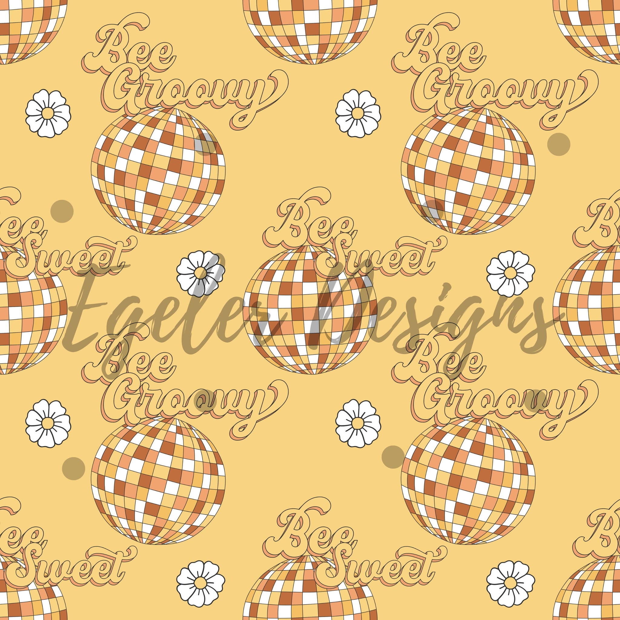 Bee Groovy Seamless Pattern Digital Download