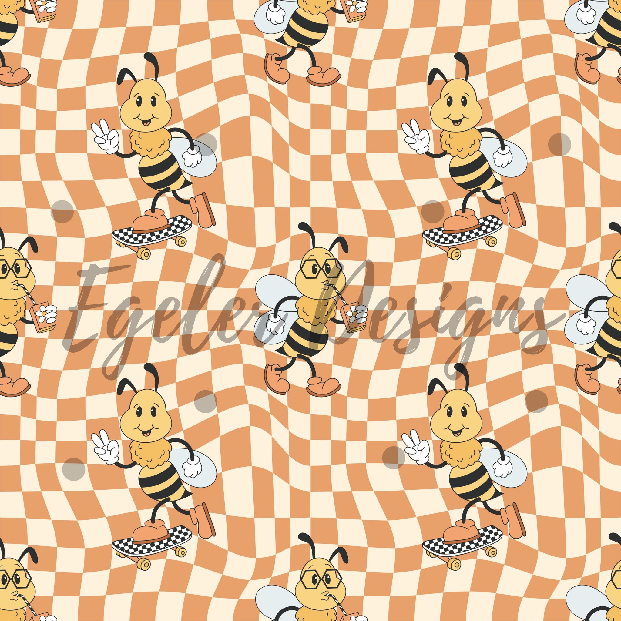 Bee People Seamless Pattern Digital Download