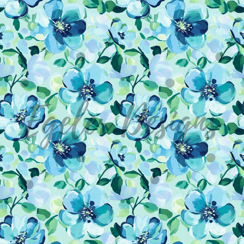 Blue Green Floral