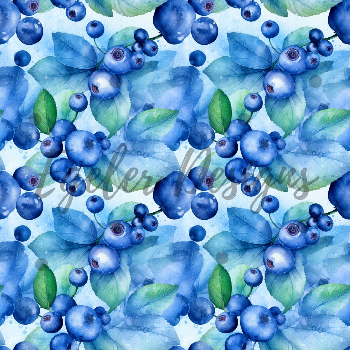 Blueberry Seamless Pattern Digital Download – Egeler Designs