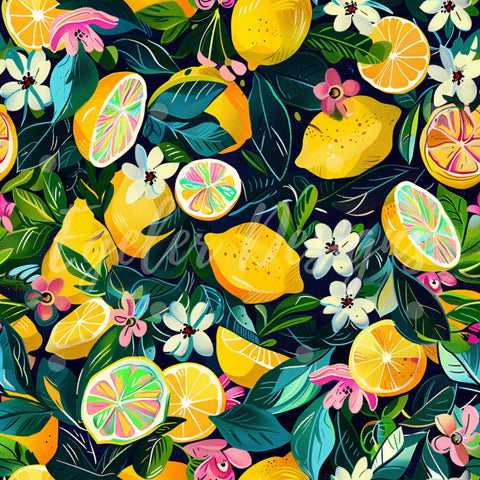 Bright Lemon Floral - LIMITED 25 - Seamless Pattern Digital Download