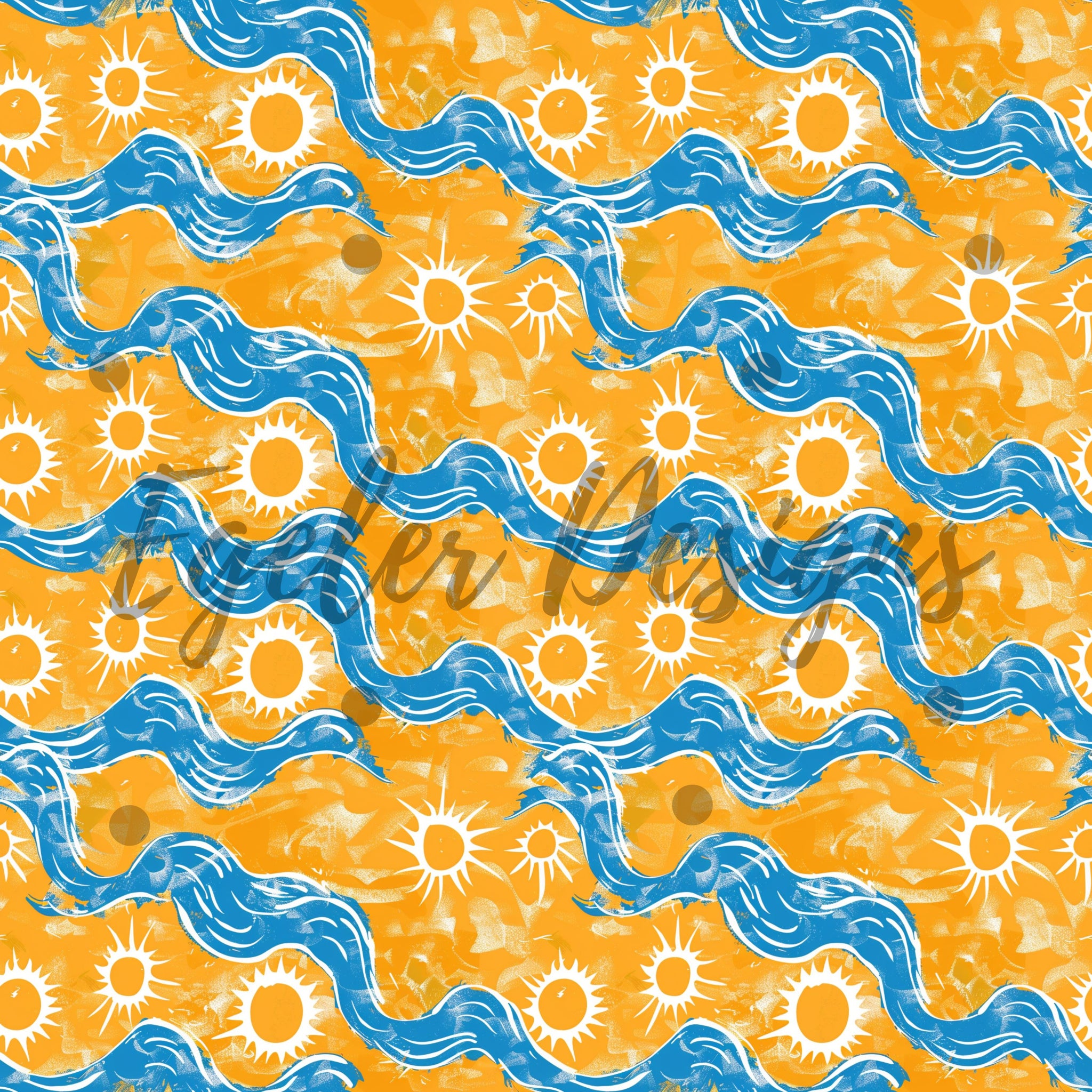 Orange Suns Seamless Pattern Digital Download