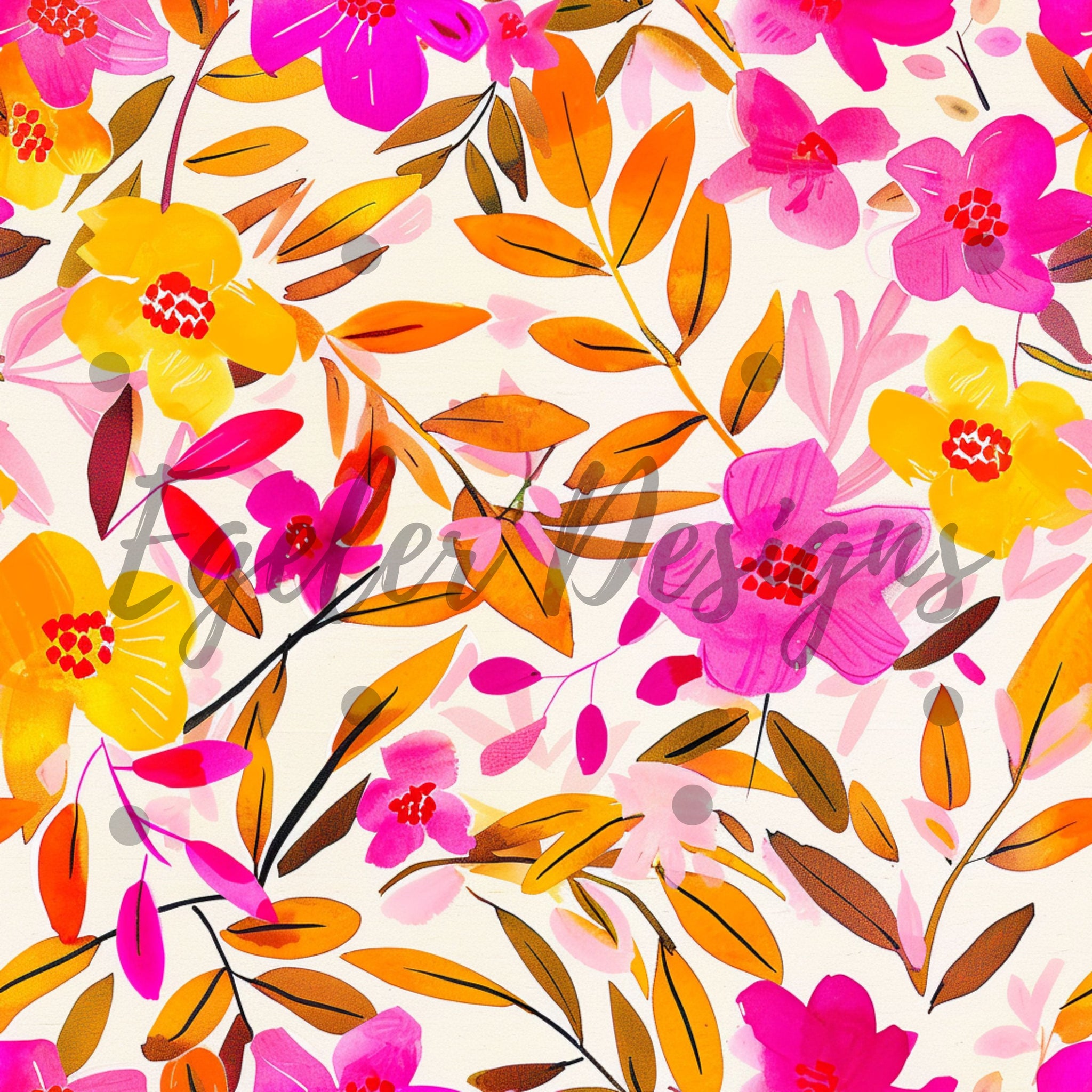 Neon Summer Floral - LIMITED 25 - Seamless Pattern Digital Download