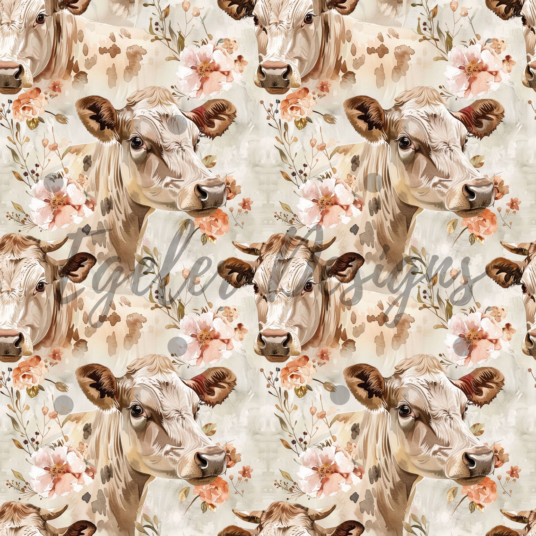 Brown Cow Seamless Pattern Digital Download - LIMITED 15