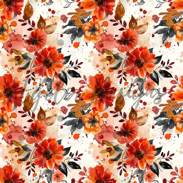 LIMITED - 15 - Deep Fall Floral Seamless Pattern Digital Download