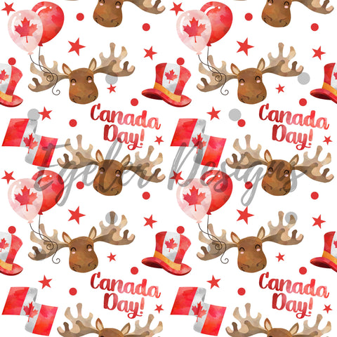Canada Day Moose Seamless Pattern Digital Download